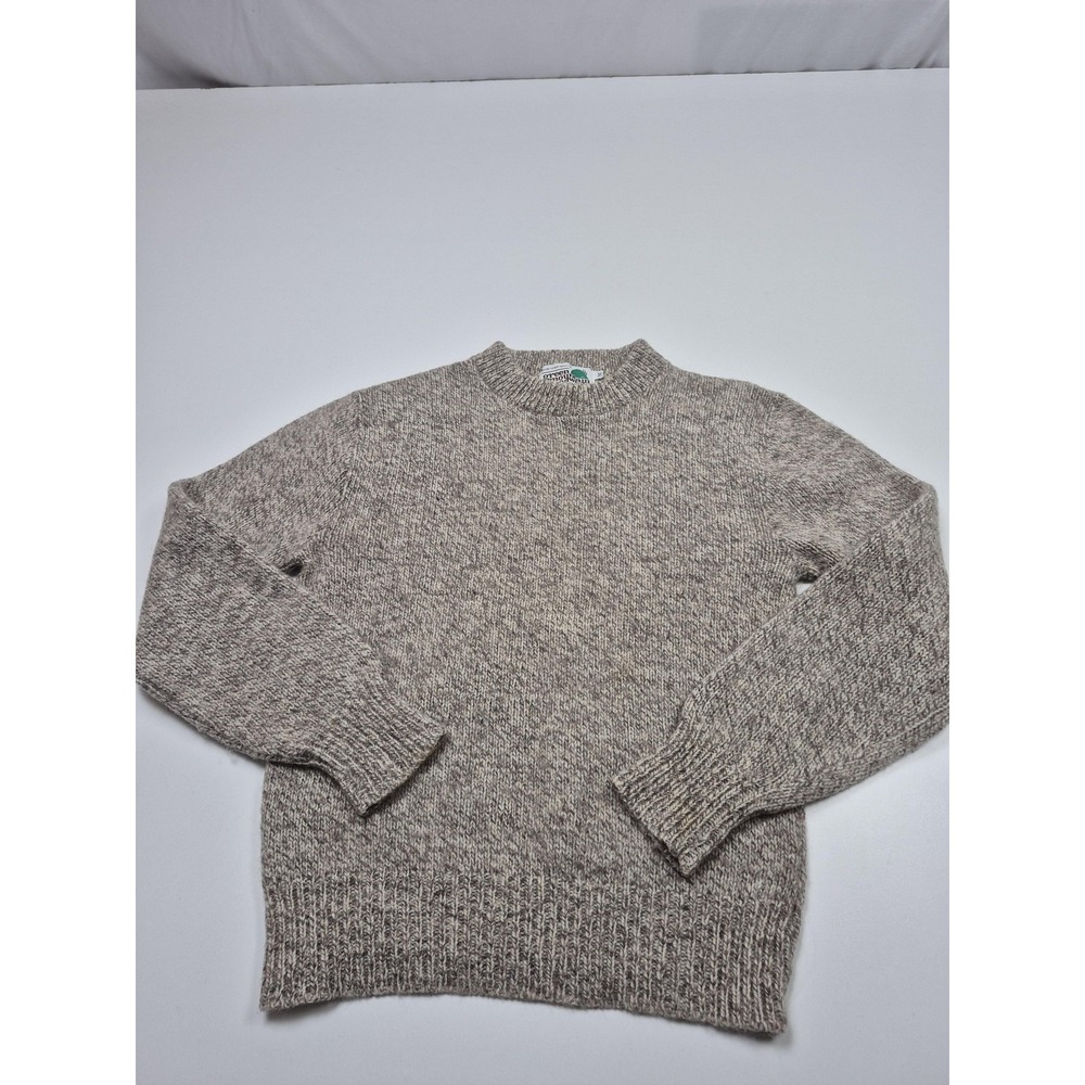 Green Mountain Threadworks Sweater Mens Medium Beige Ragg Knit Crewneck